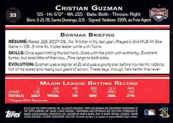 2009 Bowman - Gold #33 Cristian Guzman Back