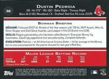 2009 Bowman - Gold #38 Dustin Pedroia Back