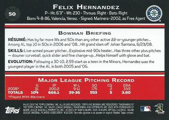 2009 Bowman - Gold #50 Felix Hernandez Back