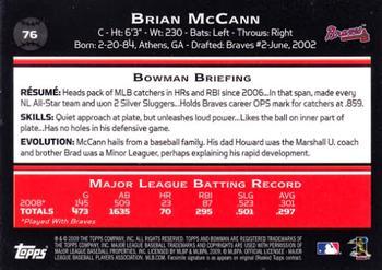 2009 Bowman - Gold #76 Brian McCann Back