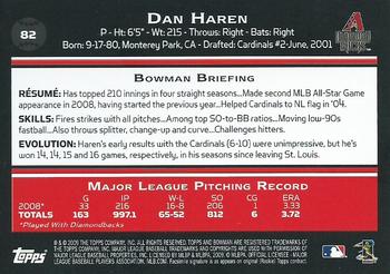 2009 Bowman - Gold #82 Dan Haren Back
