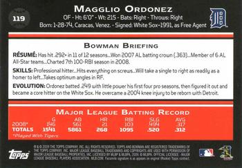 2009 Bowman - Gold #119 Magglio Ordonez Back