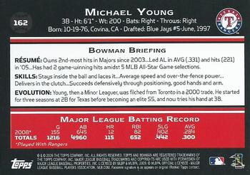 2009 Bowman - Gold #162 Michael Young Back