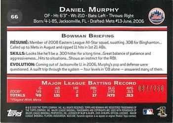 2009 Bowman - Orange #66 Daniel Murphy Back