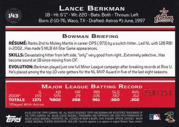 2009 Bowman - Orange #143 Lance Berkman Back