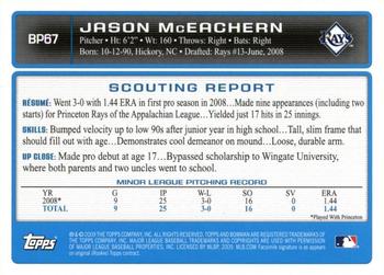 2009 Bowman - Prospects #BP67 Jason McEachern Back