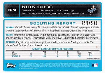 2009 Bowman - Prospects Blue #BP74 Nick Buss Back