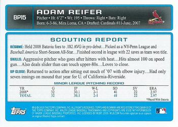 2009 Bowman - Prospects Gold #BP15 Adam Reifer Back