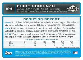 2009 Bowman - Prospects Gold #BP16 Ehire Adrianza Back