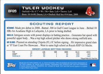 2009 Bowman - Prospects Gold #BP26 Tyler Yockey Back