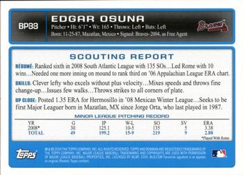 2009 Bowman - Prospects Gold #BP33 Edgar Osuna Back