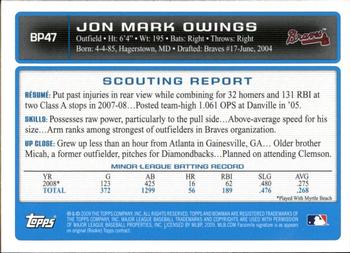 2009 Bowman - Prospects Gold #BP47 Jon Mark Owings Back