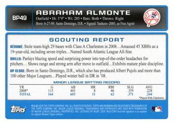 2009 Bowman - Prospects Gold #BP49 Abraham Almonte Back