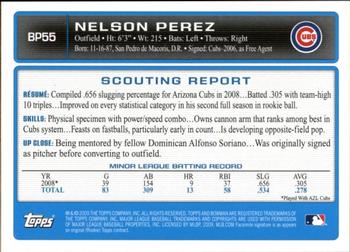 2009 Bowman - Prospects Gold #BP55 Nelson Perez Back