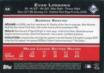 2009 Bowman - Red #68 Evan Longoria Back