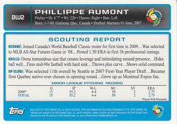 2009 Bowman - WBC Prospects #BW2 Phillippe Aumont Back