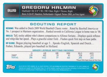 2009 Bowman - WBC Prospects #BW19 Gregory Halman Back