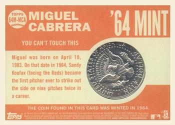2013 Topps Heritage - 1964 Mint JFK Silver Half Dollar #64M-MCA Miguel Cabrera Back