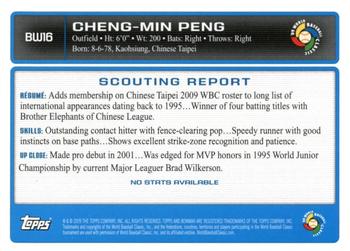 2009 Bowman - WBC Prospects Gold #BW16 Cheng-Min Peng Back