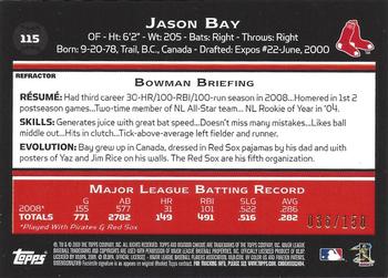 2009 Bowman Chrome - Blue Refractors #115 Jason Bay Back