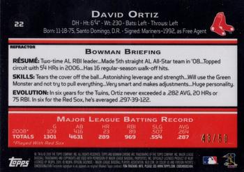 2009 Bowman Chrome - Gold Refractors #22 David Ortiz Back