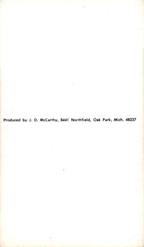 1969 JD McCarthy Postcards #NNO Hank Aguirre Back
