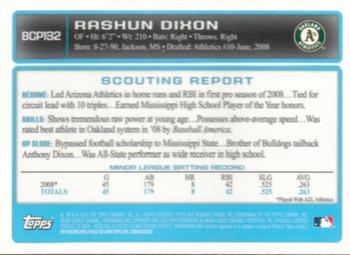 2009 Bowman Chrome - Prospects #BCP132 Rashun Dixon Back