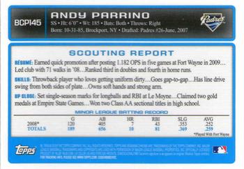 2009 Bowman Chrome - Prospects #BCP145 Andy Parrino Back
