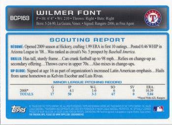 2009 Bowman Chrome - Prospects #BCP163 Wilmer Font Back