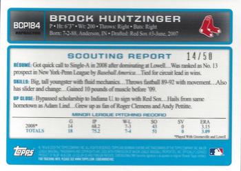 2009 Bowman Chrome - Prospects Gold Refractors #BCP184 Brock Huntzinger Back