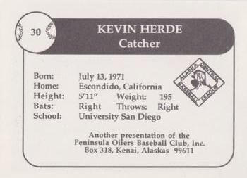1992 Peninsula Oilers #13 Kevin Herde Back