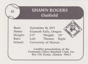 1992 Peninsula Oilers #21 Shawn Rogers Back