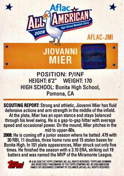 2009 Bowman Draft Picks & Prospects - AFLAC All-American Classic Autographs #AFLAC-JMI Jiovanni Mier Back