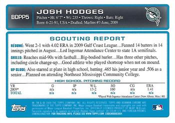 2009 Bowman Draft Picks & Prospects - Chrome Prospects #BDPP5 Josh Hodges Back