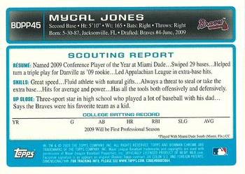 2009 Bowman Draft Picks & Prospects - Chrome Prospects #BDPP45 Mycal Jones Back