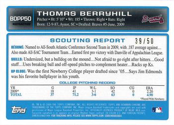 2009 Bowman Draft Picks & Prospects - Chrome Prospects Gold Refractors #BDPP50 Thomas Berryhill Back