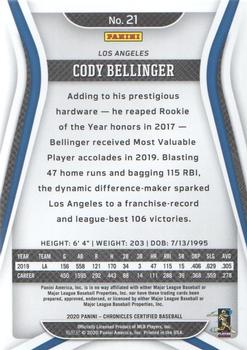 2020 Panini Chronicles - Certified Red #21 Cody Bellinger Back