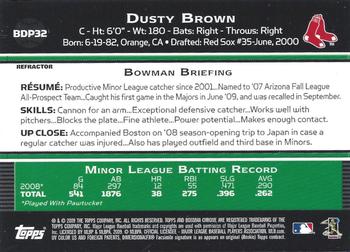 2009 Bowman Draft Picks & Prospects - Chrome Refractors #BDP32 Dusty Brown Back