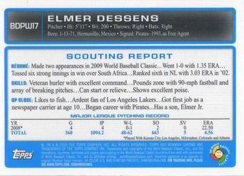 2009 Bowman Draft Picks & Prospects - Chrome WBC Prospects #BDPW17 Elmer Dessens Back