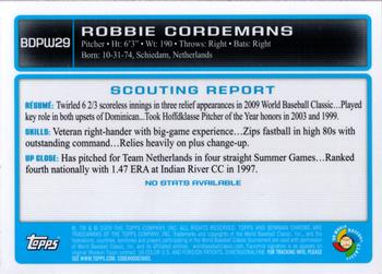 2009 Bowman Draft Picks & Prospects - Chrome WBC Prospects Refractors #BDPW29 Robbie Cordemans Back