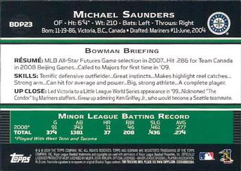 2009 Bowman Draft Picks & Prospects - Gold #BDP23 Michael Saunders Back