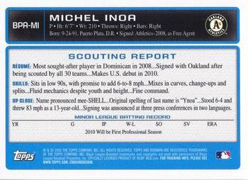 2009 Bowman Draft Picks & Prospects - Prospect Autographs #BPA-MI Michael Inoa Back