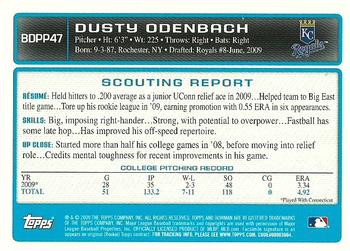 2009 Bowman Draft Picks & Prospects - Prospects #BDPP47 Dusty Odenbach Back