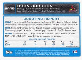 2009 Bowman Draft Picks & Prospects - Prospects #BDPP56 Ryan Jackson Back