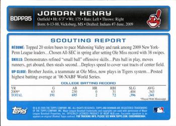 2009 Bowman Draft Picks & Prospects - Prospects Gold #BDPP35 Jordan Henry Back