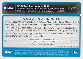 2009 Bowman Draft Picks & Prospects - Prospects Gold #BDPP45 Mycal Jones Back