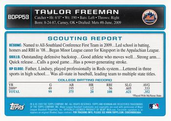 2009 Bowman Draft Picks & Prospects - Prospects Gold #BDPP53 Taylor Freeman Back