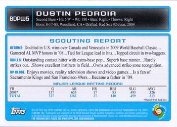 2009 Bowman Draft Picks & Prospects - WBC Prospects #BDPW5 Dustin Pedroia Back
