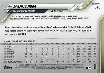 2020 Topps - Gold Star #570 Manny Pina Back