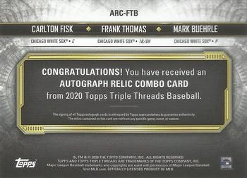 2020 Topps Triple Threads - Triple Threads Autograph Relic Combo Gold #ARC-FTB Carlton Fisk / Frank Thomas / Mark Buehrle Back